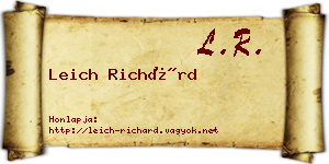 Leich Richárd névjegykártya